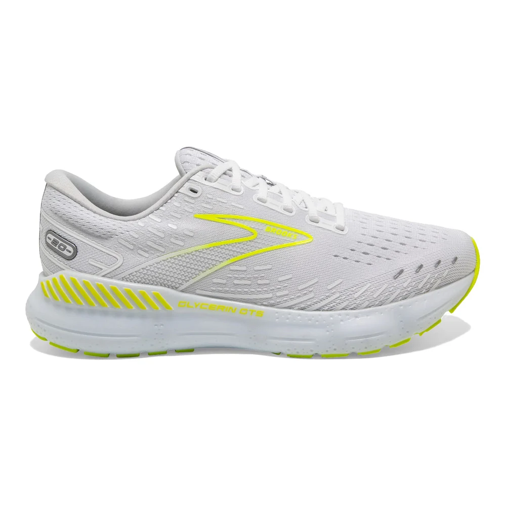 Men's Brooks Glycerin GTS 20, White/Nightlife, 10 D Medium
