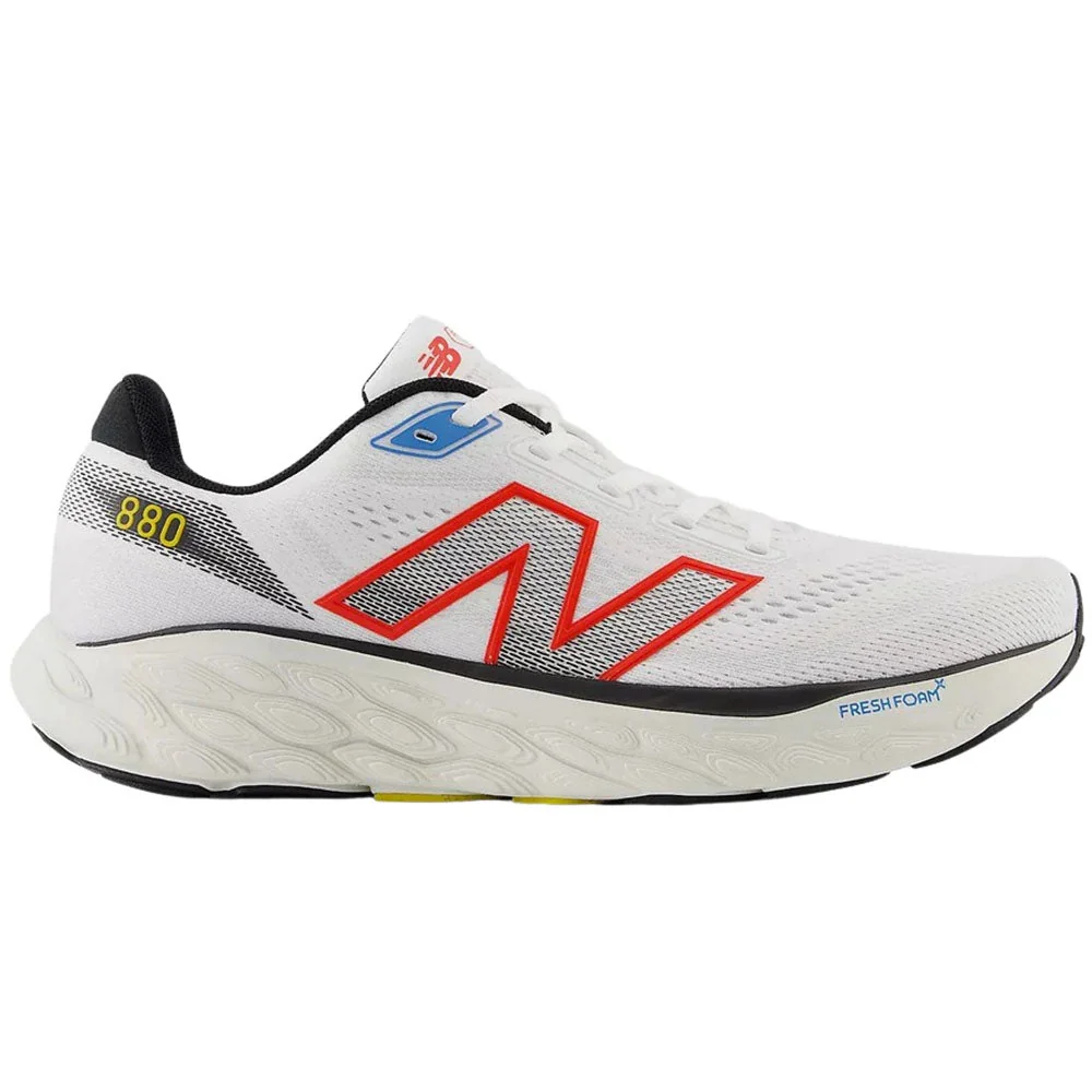 Men's New Balance Fresh Foam X 880v14, White/Neo Flame/Black, 10 B Narrow