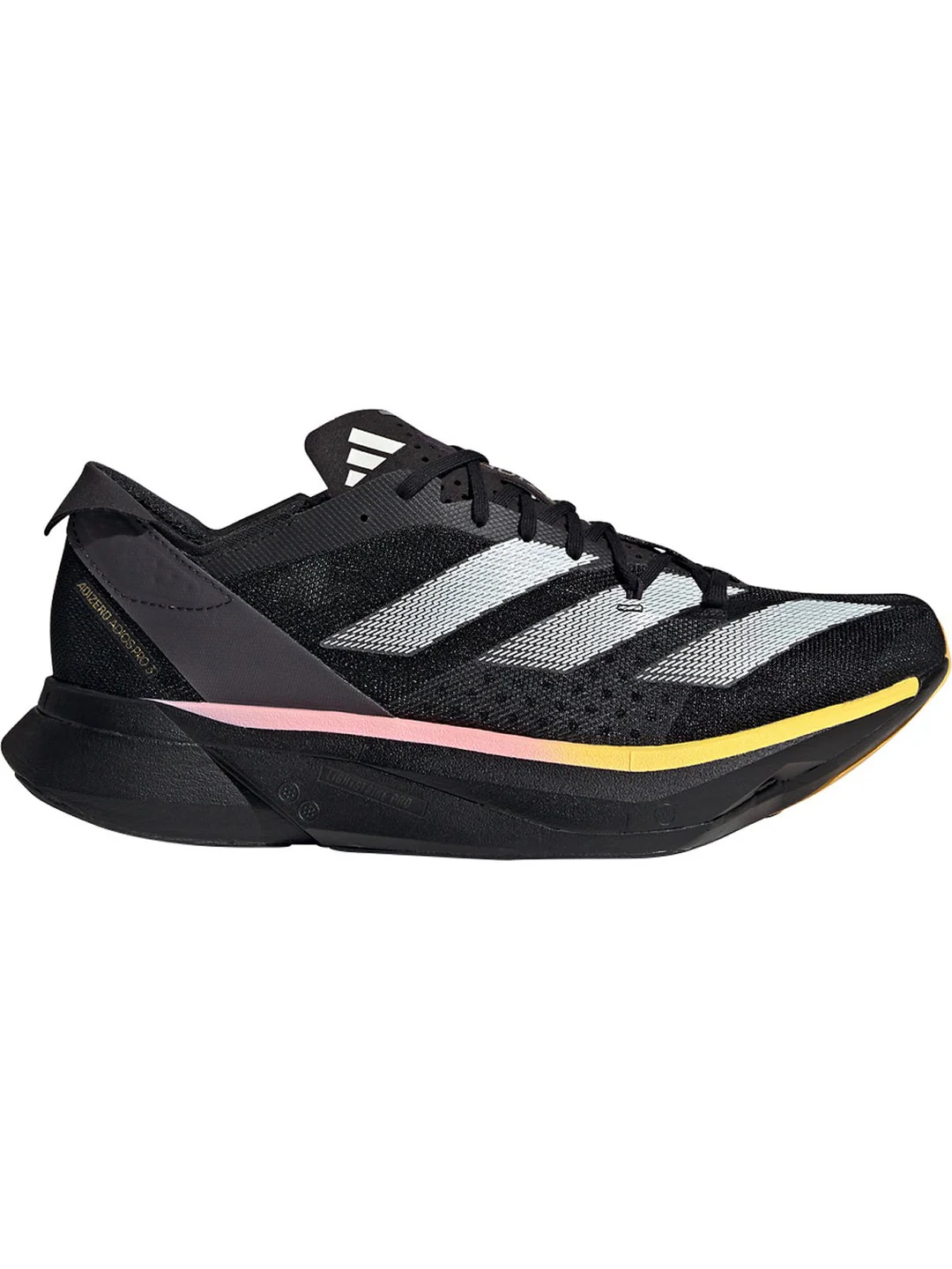 Women's Adidas Adizero Adios Pro 3, Core Black/Zero Metallic/Spark, 7.5 B Medium
