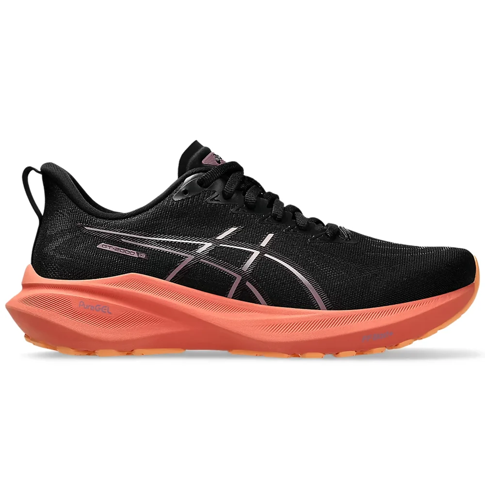 Women's Asics GT-2000 13, Black/Dark Aubergine, 8.5 B Medium