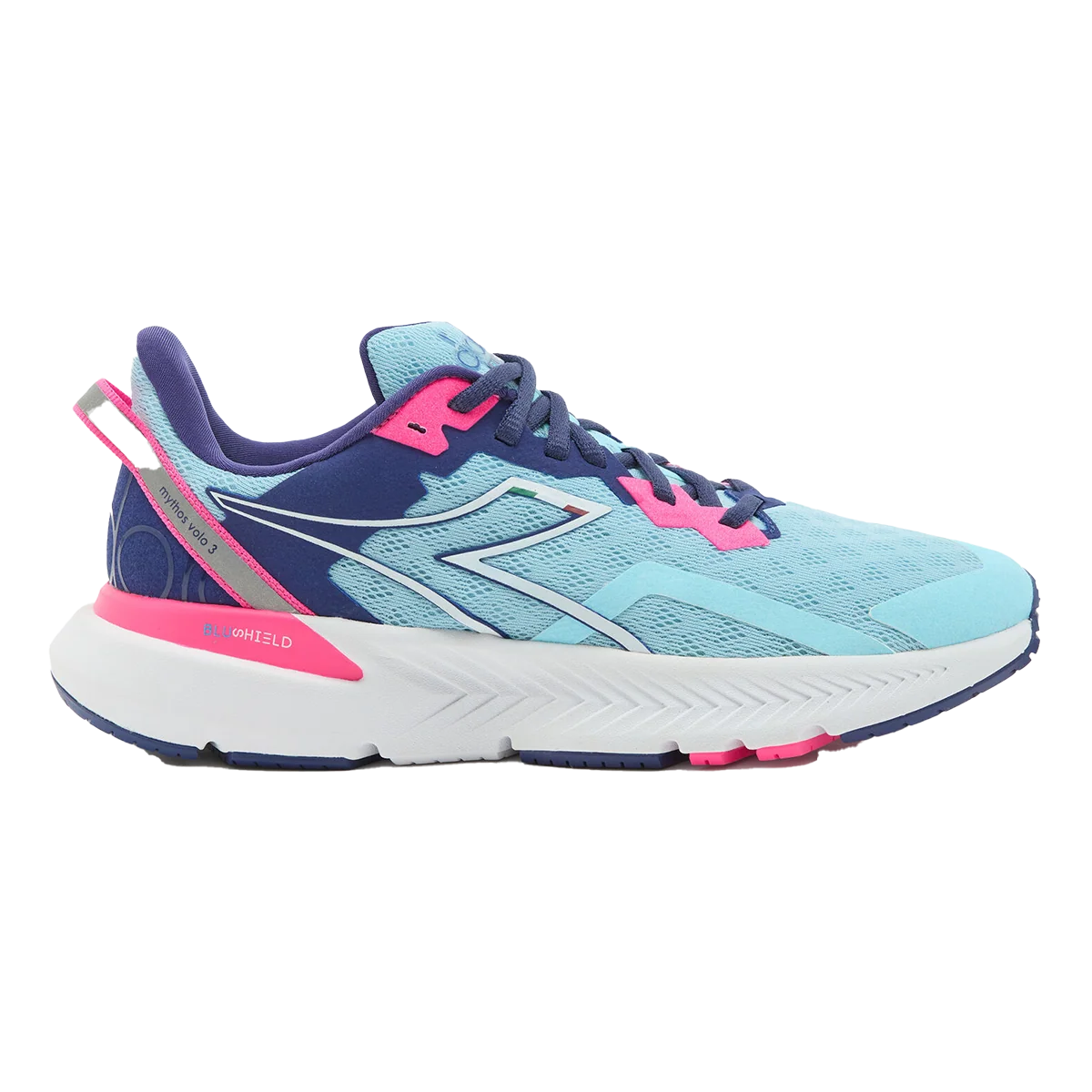 Women's Diadora Mythos Blushield Volo 3, Bright Baby Blue/Blueprint, 9.5 B Medium