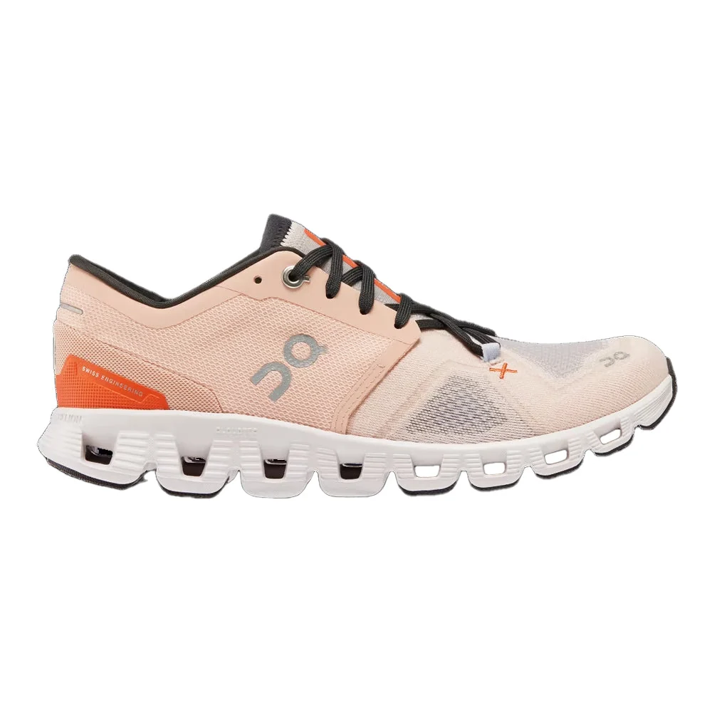 Women's On Cloud X 3, Rose/Sand, 7.5 B Medium